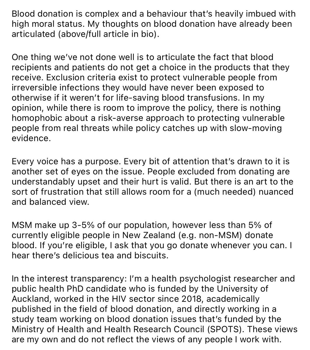 UmActuallyTony's tweet photo. My response to the @nzherald column on blood donation as one of the few people who is closest to the issues impacting (mostly) sexually active gay men. People are saying they’re going to boycott, and we’re missing the point. (Link to my article in the bio.) #blooddonation https://t.co/kBCPyhdQH4