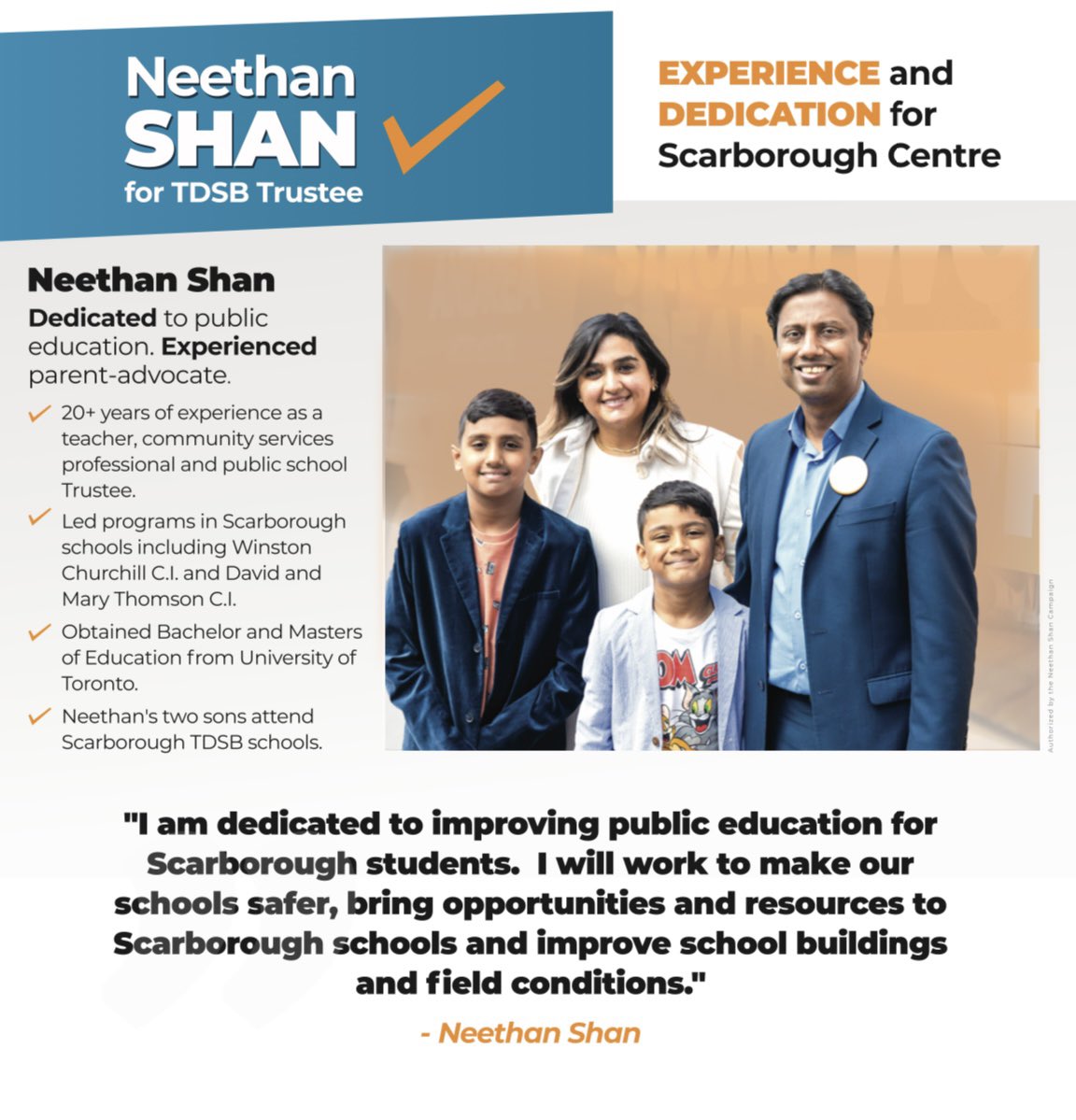 NeethanShan's tweet photo. Here is the content of our 2nd flyer that was distributed to the entire riding! Thanks to all of the volunteers who helped to get a lot of our supporters out to vote during advance voting! Very thankful and proud of our efforts. #TeamNeethan #ScarbTO #TDSB https://t.co/HEAHwMZzkk