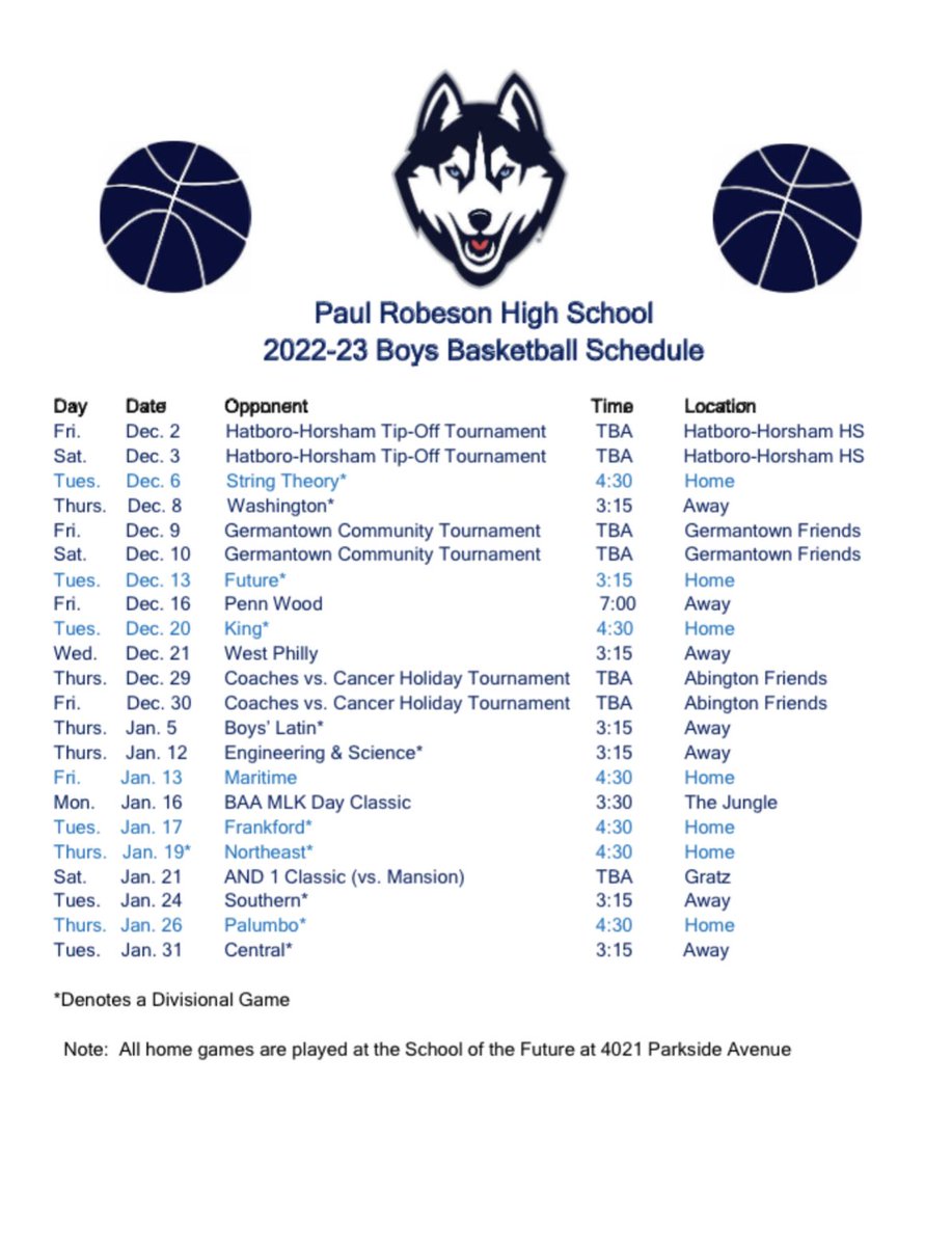 Our 2022-23 schedule…..