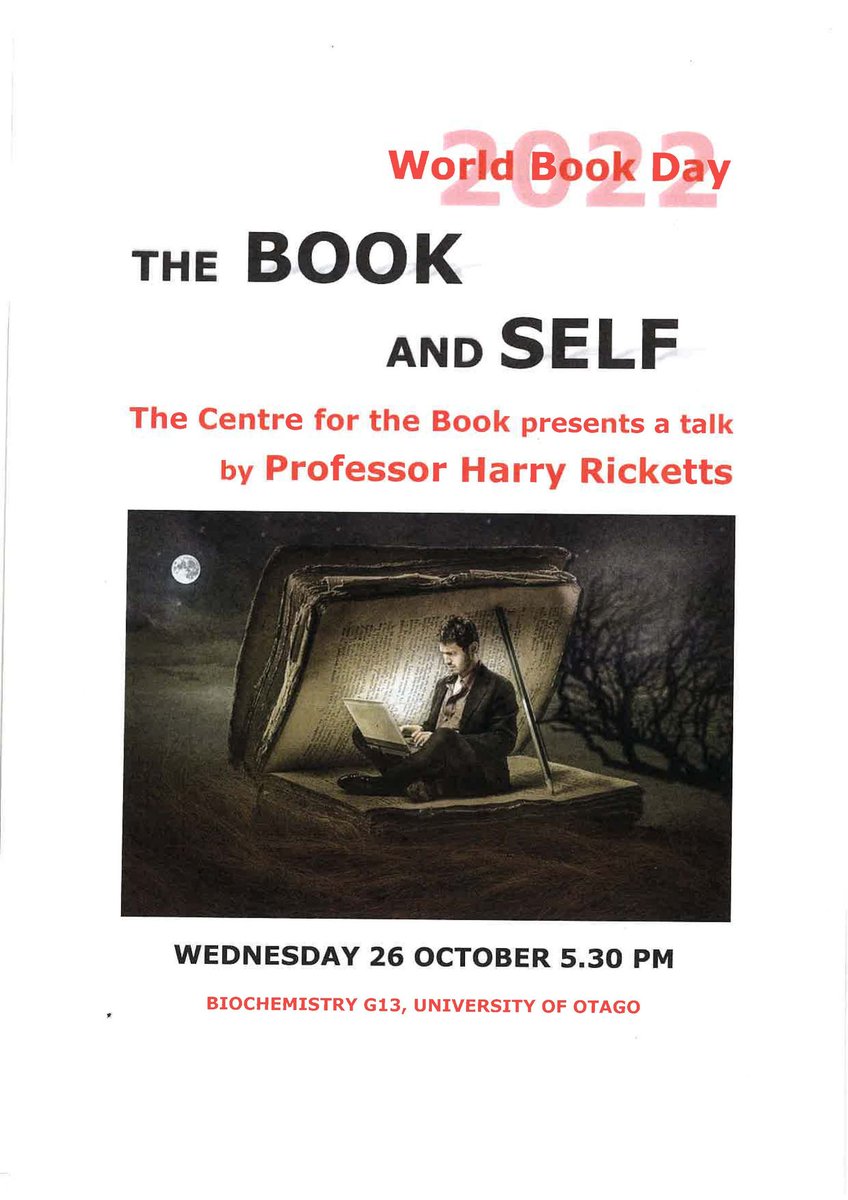 The Centre for the Book is delighted to be able to hold the 2022 World Book Day, belatedly, on Wednesday, 26 October at 5:30 pm in Biochemistry G13.