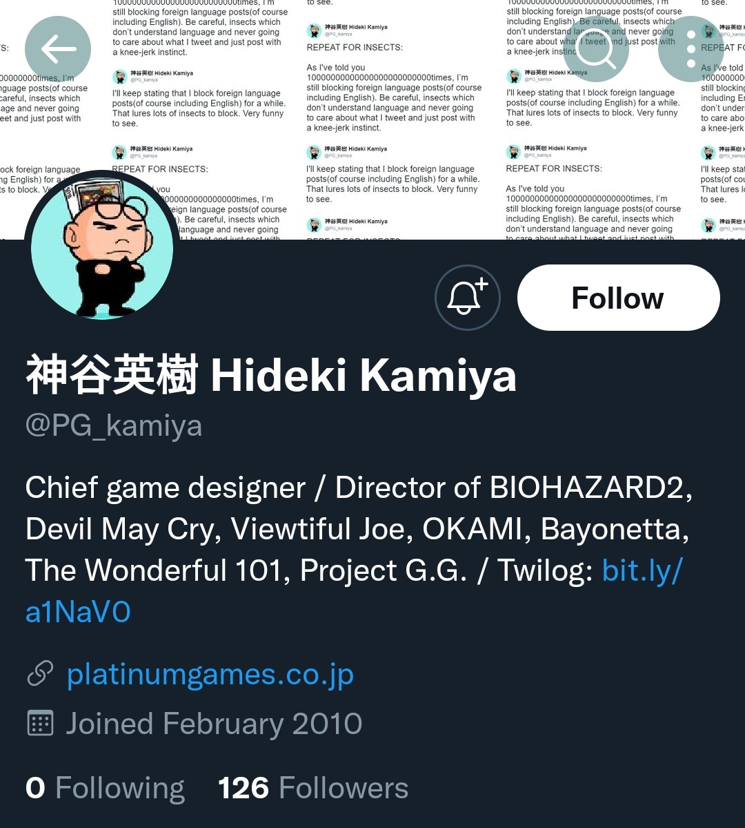 RT if you have more followers than Hideki Kamiya