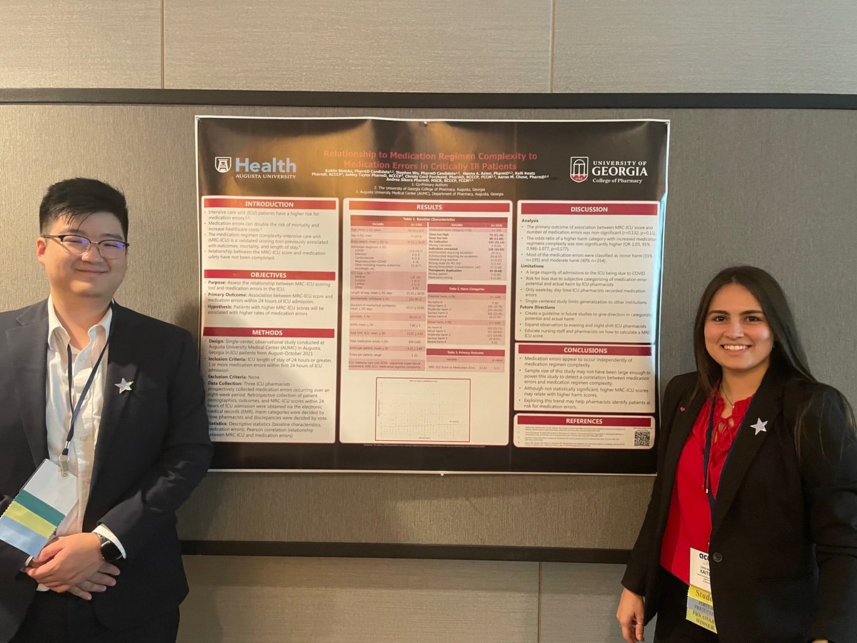 Proud of <a href="/BlotskeKaitlin/">Kaitlin Blotske</a> Diana Dang @LoganSmithRX Mark Molinaro and Stephen Wu for their work highlighted at the <a href="/accpcritprn/">ACCP CRIT PRN</a> and attending (plus two <a href="/UGAPharmacy/">UGA College of Pharmacy</a> students winning travel awards!!)