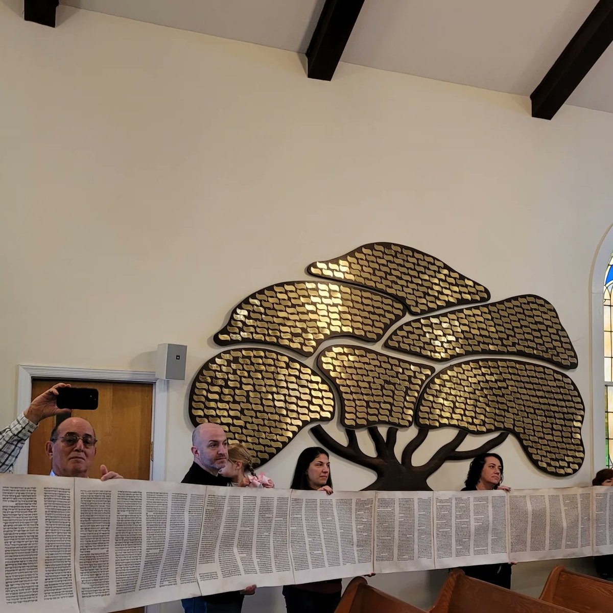 Great #SimchatTorah service today!  Such a great turnout and the first time we were able to see the whole Torah within the sanctuary!