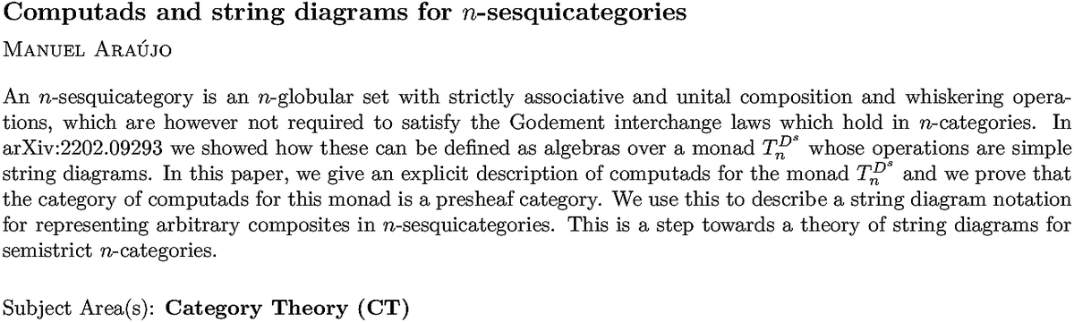 arxiv.org/abs/2210.07704…
M Araújo
Computads and string diagrams for $n$-sesquicategories