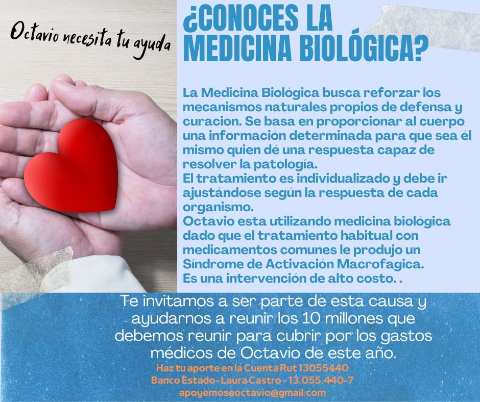 Ya que #octavio no pudo seguir usando la medicina tradicional, debe usar medicina biológica que es de MUY ALTO COSTO a pesar de que la #artritis es una enfermedad GES
#apoyemosaoctavio