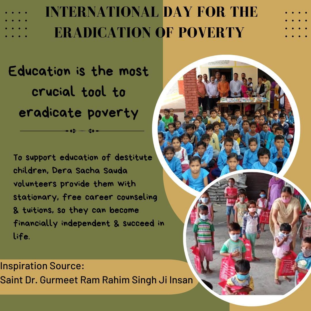 PalSinghWalia1's tweet photo. Nowadays poverty is the main concern among the society.  To #EndPovert , Saint Gurmeet Ram Rahim Ji has taken a step forward by starting welfare works like free food, clothes and shelter for the needy people. https://t.co/Xe8CpDXVcQ https://t.co/bvBf1XbLO4