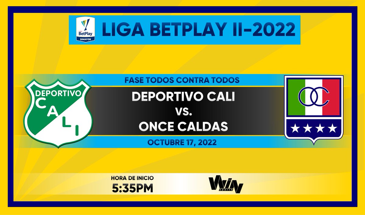 Deportivo Cali vs. Once Caldas TV: @WinSportsTV (Señal Win Sports) Narra: @tavocontacto Comenta: @SVargasOK #LaLigaxWIN