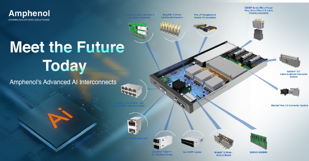AmphenolCS's tweet photo. We provide reliable integrated #signalintegrity solutions across #HighSpeedIO, #Backplane, and #Mezzanine Connectors and #Cables to meet the expansive goals of AI/ML. https://t.co/eXn9YCVM44 #Amphenol #ArtificialIntelligence #MachineLearning #AI #ML https://t.co/o6BJQTFpVR