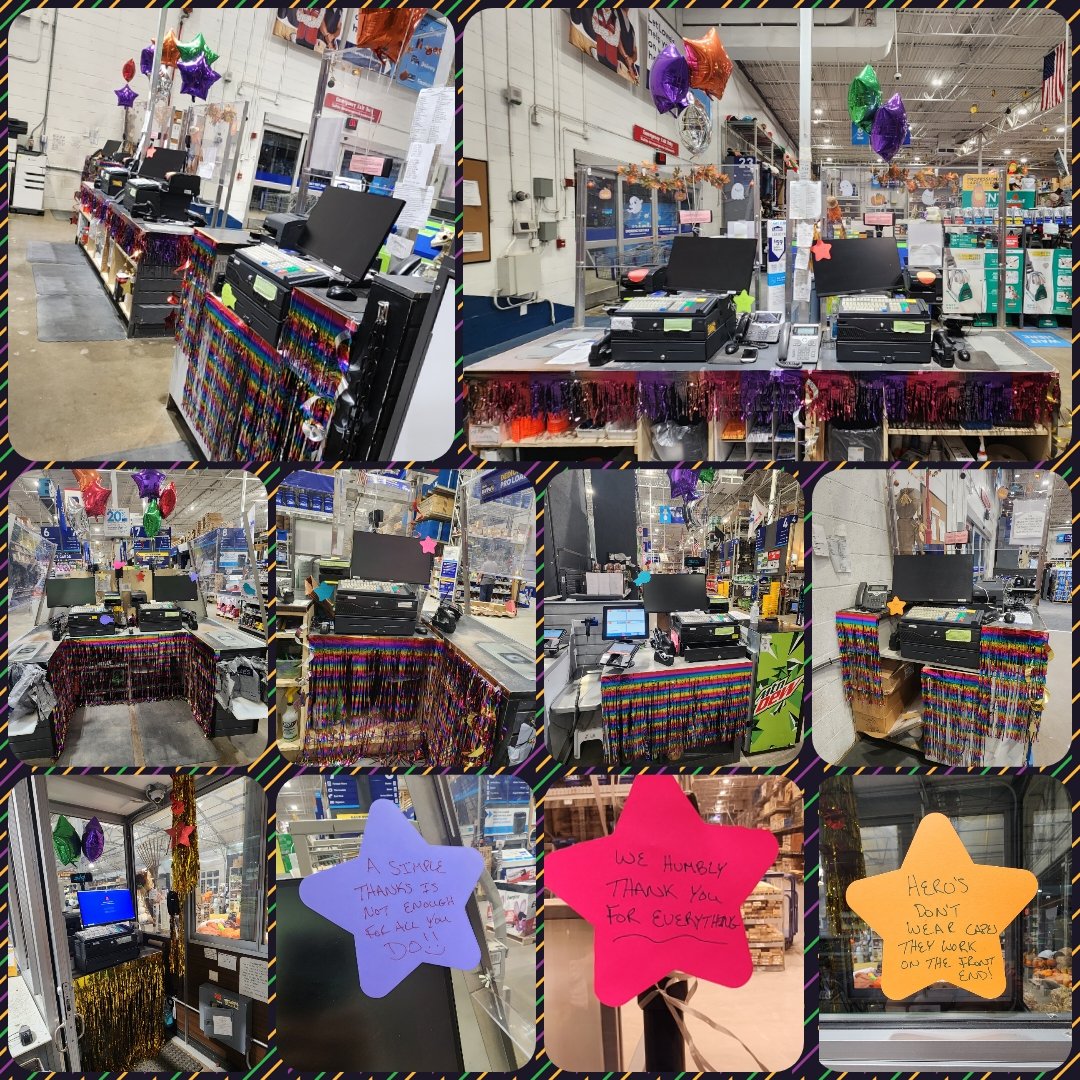 What better way to kick off Front End Appreciation week then by surprising them with decorated spaces! I can't wait for them to walk into this tomorrow! 2 whole weeks of awesomeness for our front end team at Lowe's 500 in Monaca, PA.