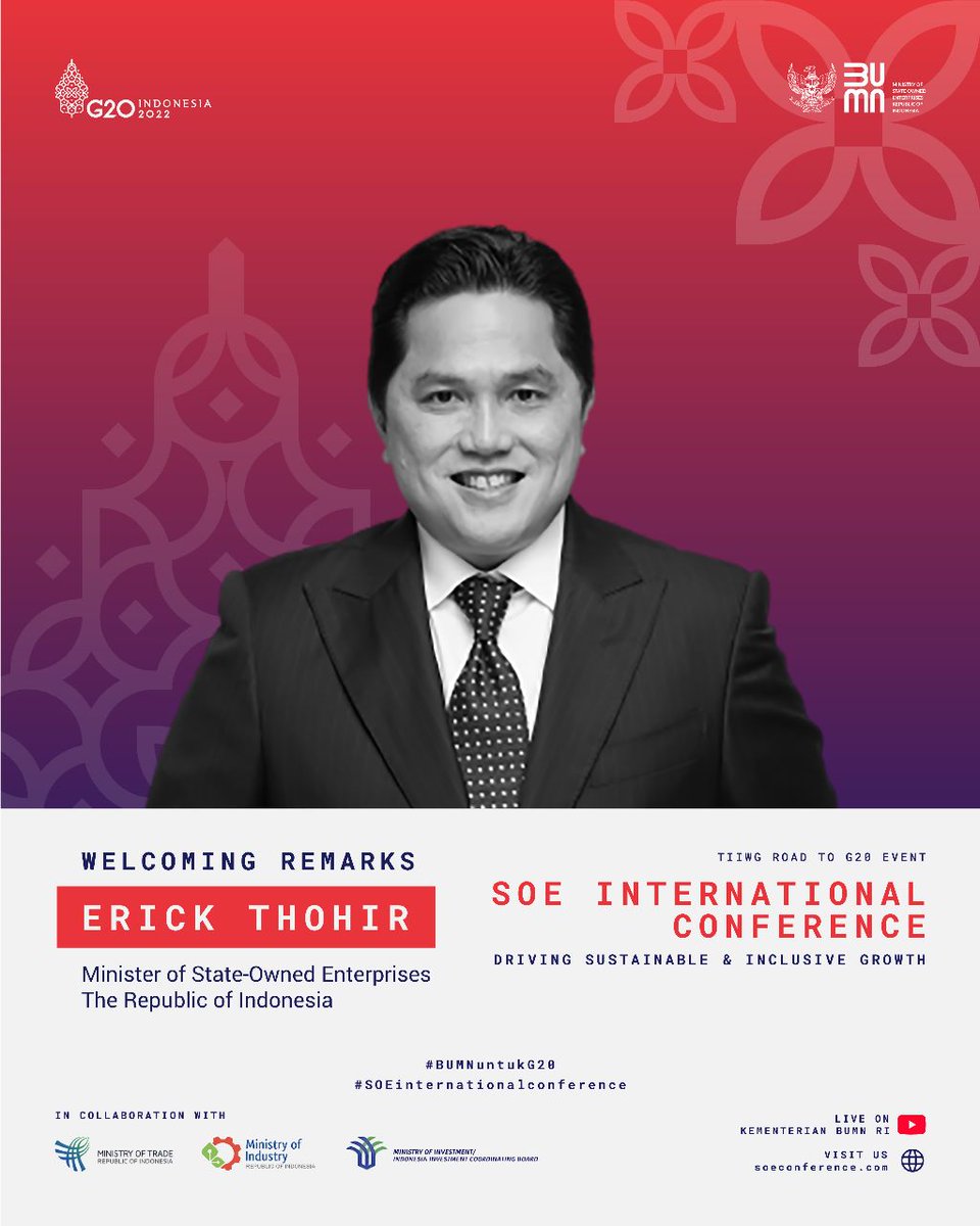 vio_let_shea's tweet photo. Negara-negara G20 akan saling berbagi pengalaman dalam mengelola BUMN pada acara State Owned Enterprises (SOE) International Conference mengusung tema "Driving Sustainable &amp; Inclusive Growth" yang membicarakan beberapa inisiatif dan komitmen BUMN di bidang ESG
#BUMNuntukG20 https://t.co/vBgXbA5zxS