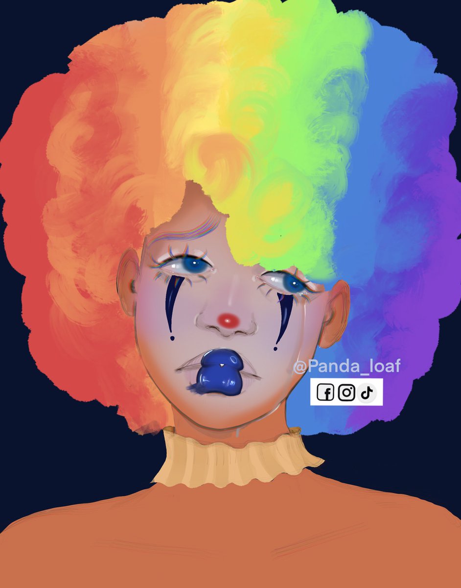 panda__loaf's tweet photo. SadGirls, its just what I do🥺 #sadclown #softgirl #blackart #tearsofaclown #rainbowpower #sadbuthappy #chromaticabberration #sadgirl #art  #procreate #fyp #procreateart  #artistsontwitter https://t.co/a0JDjTxiW0