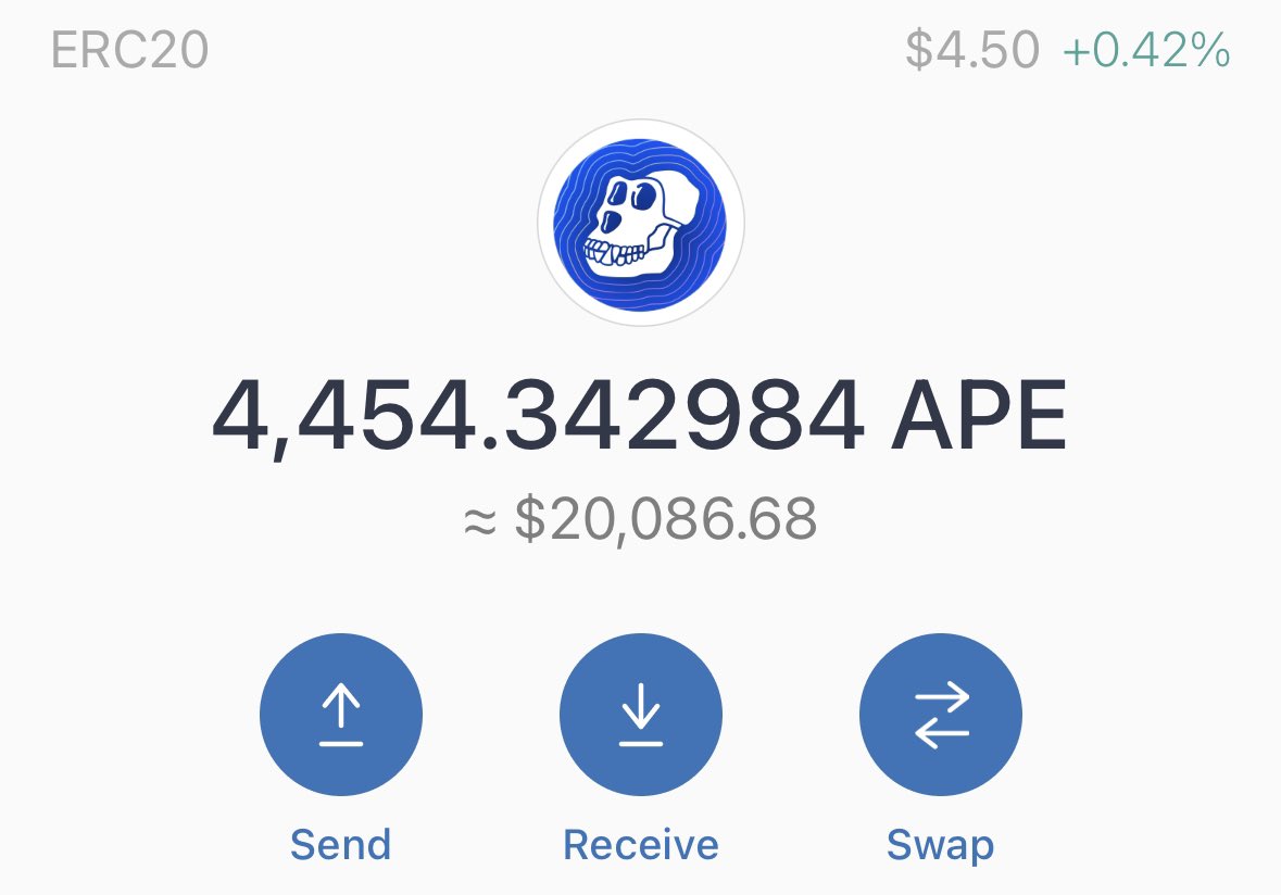 Cryptoking's tweet photo. Making a $20k bet on $APE this week!

I have a feeling it goes parabolic as staking rolls out end of the month 👀

Favorite project with upcoming events?!

#Crypto #NFT #APE #BAYC #MAYC https://t.co/14zq2iuHMW