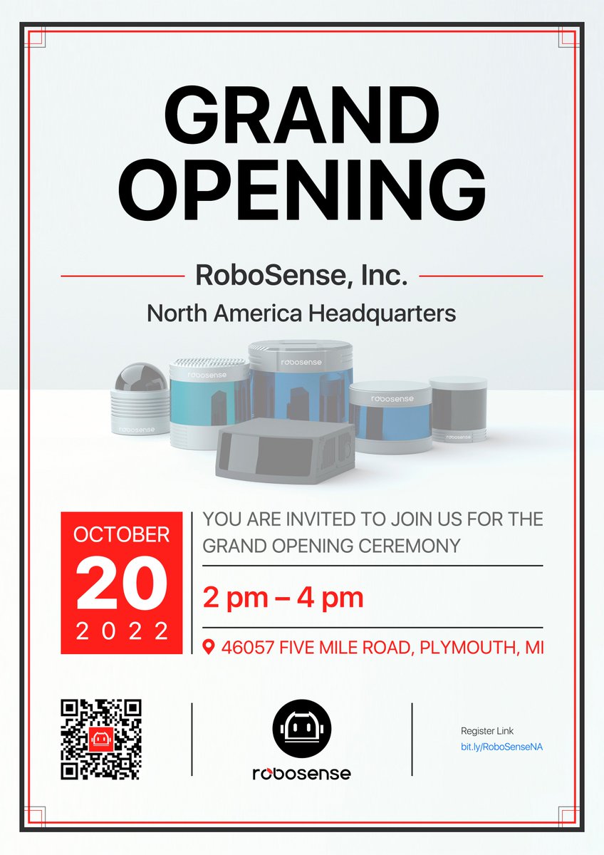 RoboSenseLiDAR's tweet photo. Breaking news :
RoboSense North America Headquarters established!
Welcome to join us for the grand opening ceremony at Plymouth on October 20.
#northamerica #headquarters #detroit #michiganbusiness
#goglobal #robosenser #automotive #lidar https://t.co/68UjzklvSv