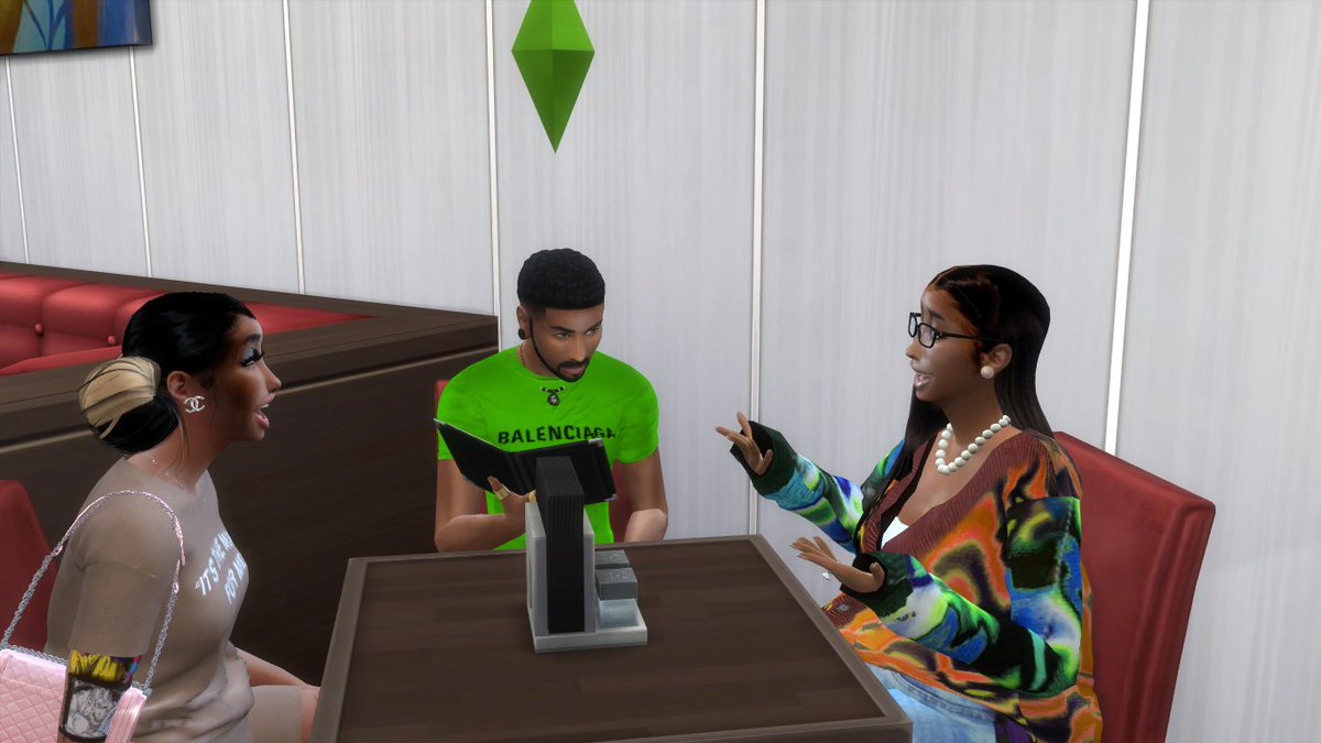 PrettyReaper93's tweet photo. Ashlynn having an awesome meal out with her loving supporting parents! #TheSims4 #TheSims4CC #ModTheSims4 #UrbanSims #UrbanFamily https://t.co/svunpIL8VP