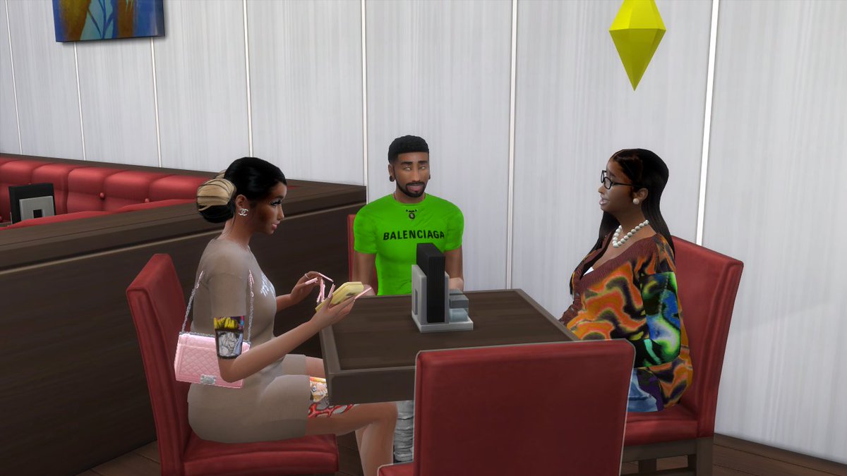 PrettyReaper93's tweet photo. Ashlynn having an awesome meal out with her loving supporting parents! #TheSims4 #TheSims4CC #ModTheSims4 #UrbanSims #UrbanFamily https://t.co/svunpIL8VP