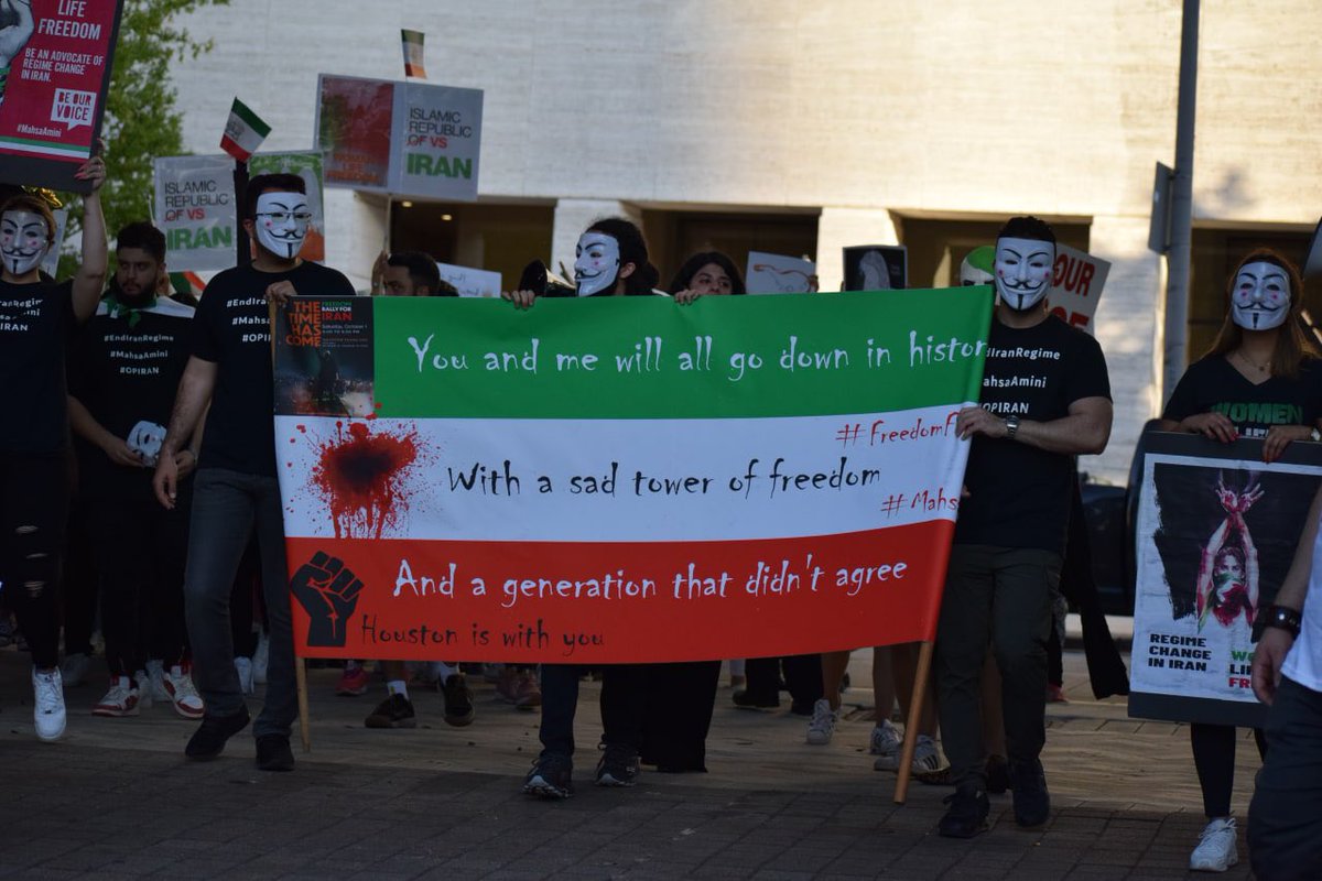 Devsignerz's tweet photo. thank you for joining us for houston's march for iran's revolution and regime change. more pics and videos in the thread @AnonOpsSE @anonymousopiran #OpIran #IranRevoIution https://t.co/TIGII6fxqD