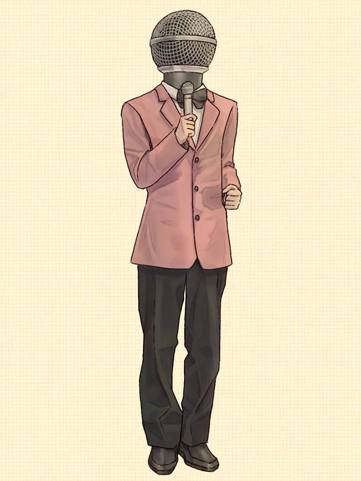 今日は #カラオケ文化の日 とのことなので、マイク頭さん描きました#異形頭 #objecthead 