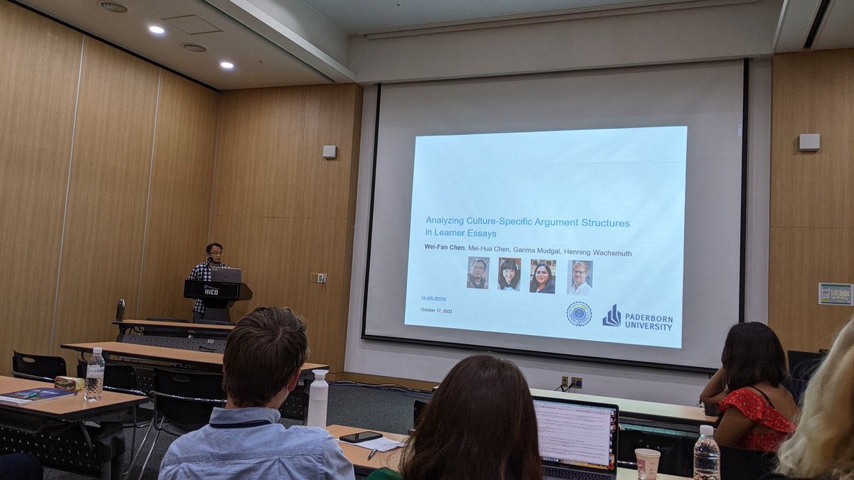 miladalsh's tweet photo. Our Colleague Wei-Fan Chen @viericwf is presenting their work with @MavisCh98247601, Garima Mudgal, and Henning Wachsmuth on Analysing Culture-Specific Argument Structures in Learner Essays at the ArgMining-22 workshop
#argmining
#COLING2022
@viericwf
@ArgminingOrg https://t.co/hWLWLm13DR