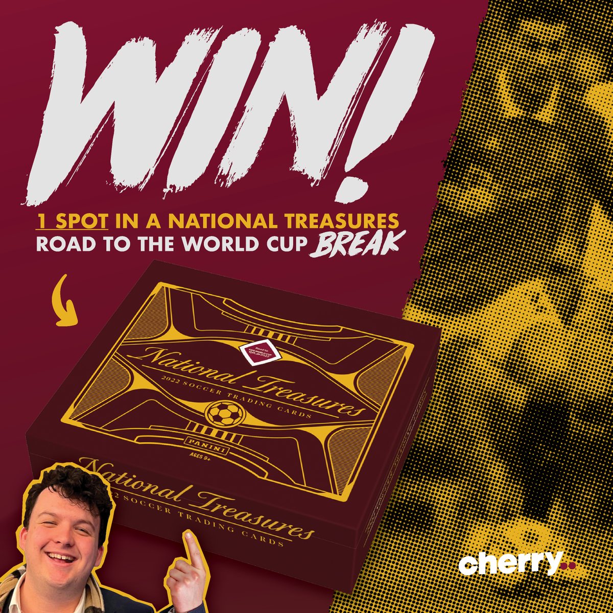 Giveaway! <a href="/PaniniAmerica/">Panini America</a> Road to the World Cup NT is coming so we're giving away a spot in an upcoming break! #thehobby <a href="/SoccerCardsUTD/">Soccer Cards United</a>

Just
1) post your fav soccer player in the comments
2) RT this post
3) make sure you're following Cherry on twitter

Winner announced Wed 19th!