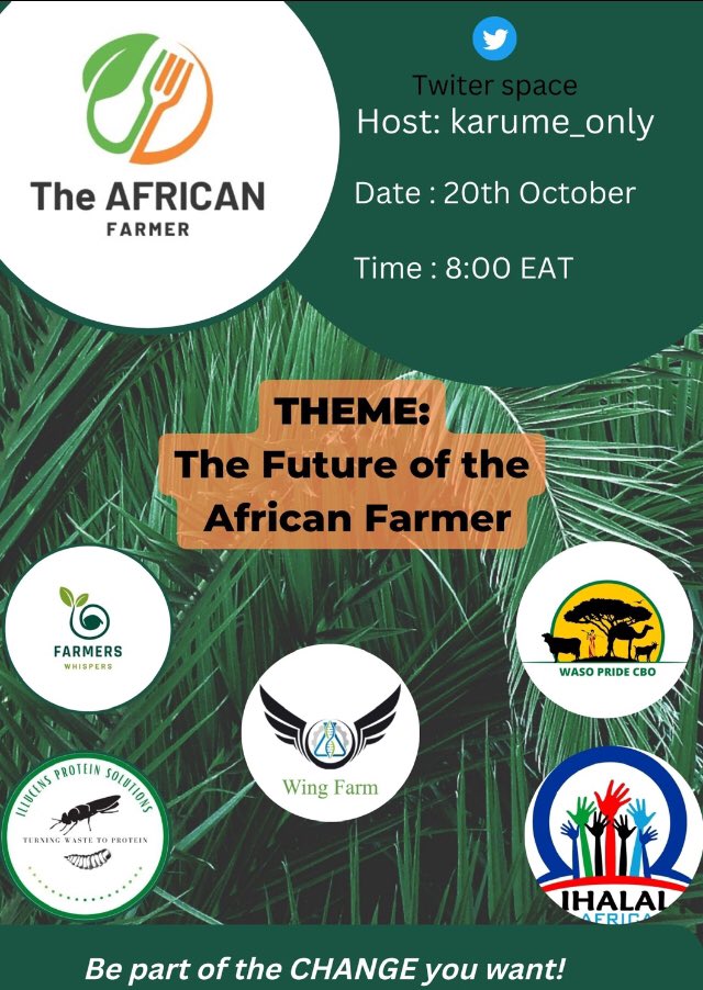 The African Lioness (@karume_only) on Twitter photo Are you an African farmer😃?! You are invited to join me and <a href="/CboWaso/">The Waso_pride</a> <a href="/ihalalafrica/">Ihalalauganda🇺🇬</a> @farm_wing <a href="/BsflProtein/">ILLUCENS PROTEIN SOLUTIONS</a> <a href="/farmerswhispers/">Food Security Warriors Africa</a> this Thursday 8:00 pm EAT as we discuss our future as Farmers! Let your voice be heard! Represent your country! Be part of the change you want to see! Are you an African farmer😃?! You are invited to join me and <a href="/CboWaso/">The Waso_pride</a> <a href="/ihalalafrica/">Ihalalauganda🇺🇬</a> @farm_wing <a href="/BsflProtein/">ILLUCENS PROTEIN SOLUTIONS</a> <a href="/farmerswhispers/">Food Security Warriors Africa</a> this Thursday 8:00 pm EAT as we discuss our future as Farmers! Let your voice be heard! Represent your country! Be part of the change you want to see!