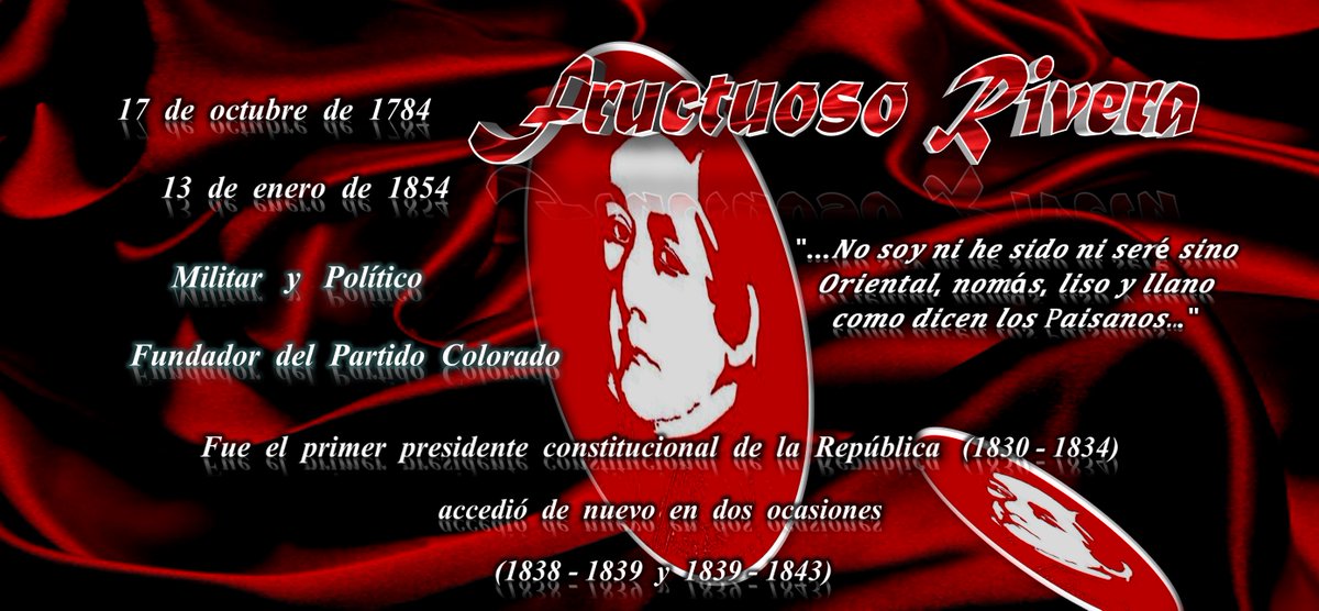 rd_Beneventano's tweet photo. A 238 años del natali𝒄io de #FructuosoRivera Creador de la #DivisaColorada Libertador, Prócer de la Patria y Primer Presidente Constitucional de la República.-
¡Viva #FructuosoRivera!
¡Viva la #Patria!
¡Viva la #Libertad! https://t.co/7VsZpHGGWa
