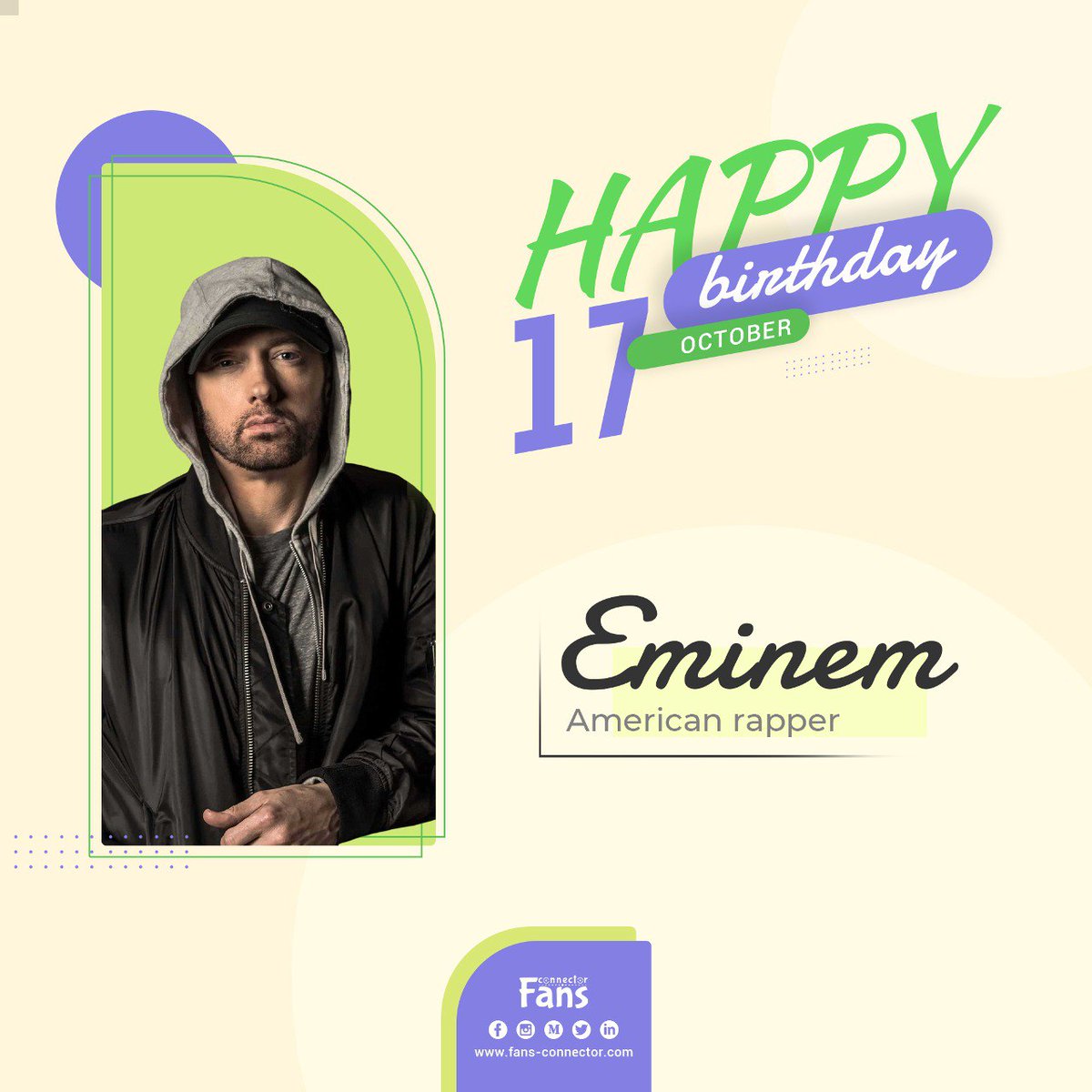 fans_connector's tweet photo. Happy birthday famous #American_rapper #Eminem. He was born on October 17, 1972 in United States.
Wish him have a happy and successful life.

#fans_connector 
#socialmediaagency 
#socialmediamarketing 
#socialmediamanagement 
#socialmediaexpert 

Visit us: https://t.co/k8oucGWfDY https://t.co/wXcdJSwrl9