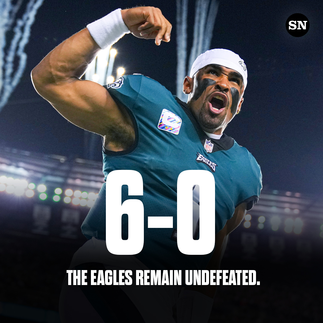 sportingnews's tweet photo. The Eagles can't be stopped, and neither can Jalen Hurts 💪

🦅 15/25 C/ATT
🦅 183 TOT YDS
🦅 2 TDS
🦅 104.6 RTG https://t.co/yxBF3PqmsN