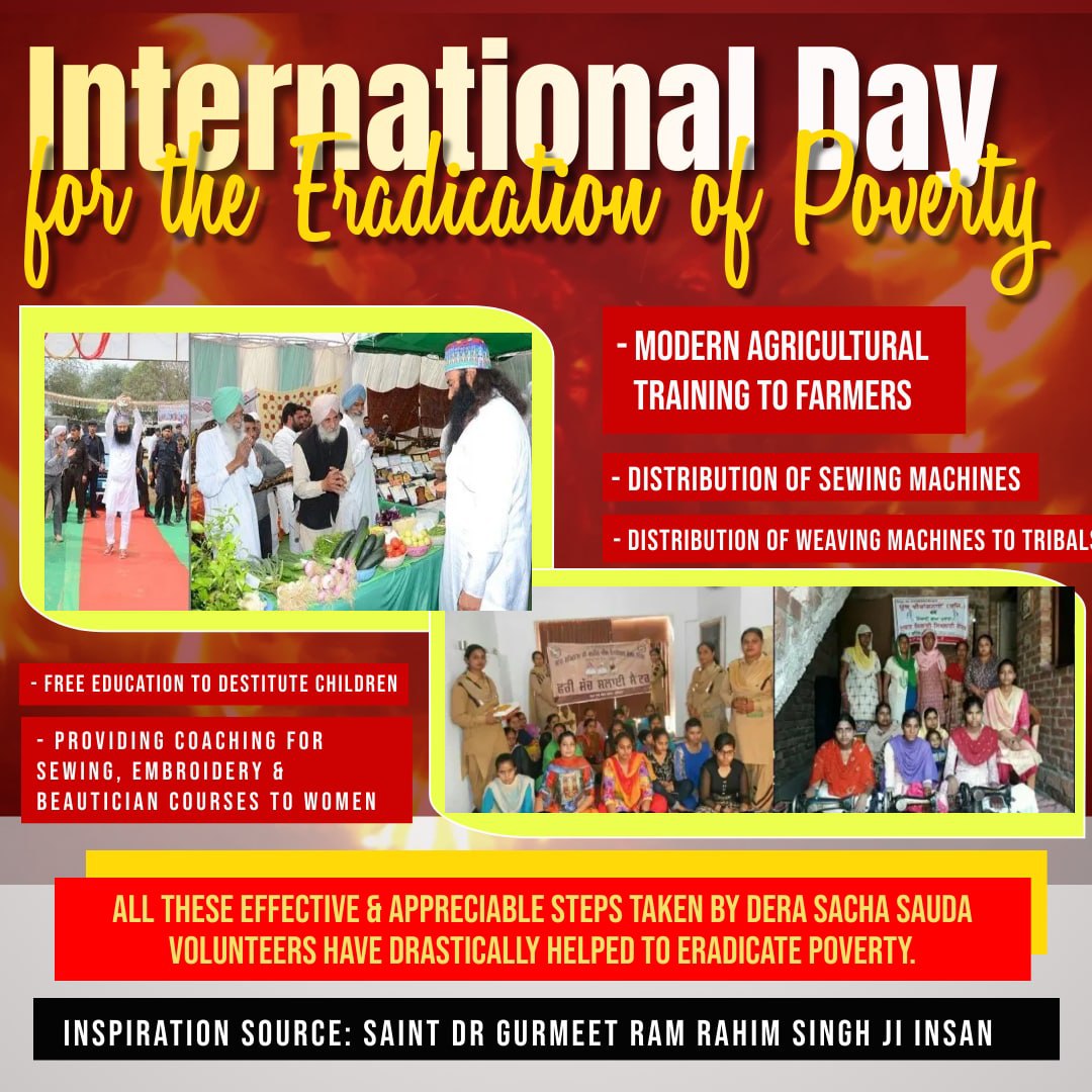 Anjuinsan01234's tweet photo. Poverty is increasing day by day in our country. To end this issue Saint Dr. @Gurmeetramrahim Singh Ji Insan initiated various welfare works like Cloth Bank, Food Bank etc. These initiatives hlep them to improve their economic conditions.
#EndPovert https://t.co/Fe4au7Mv9e