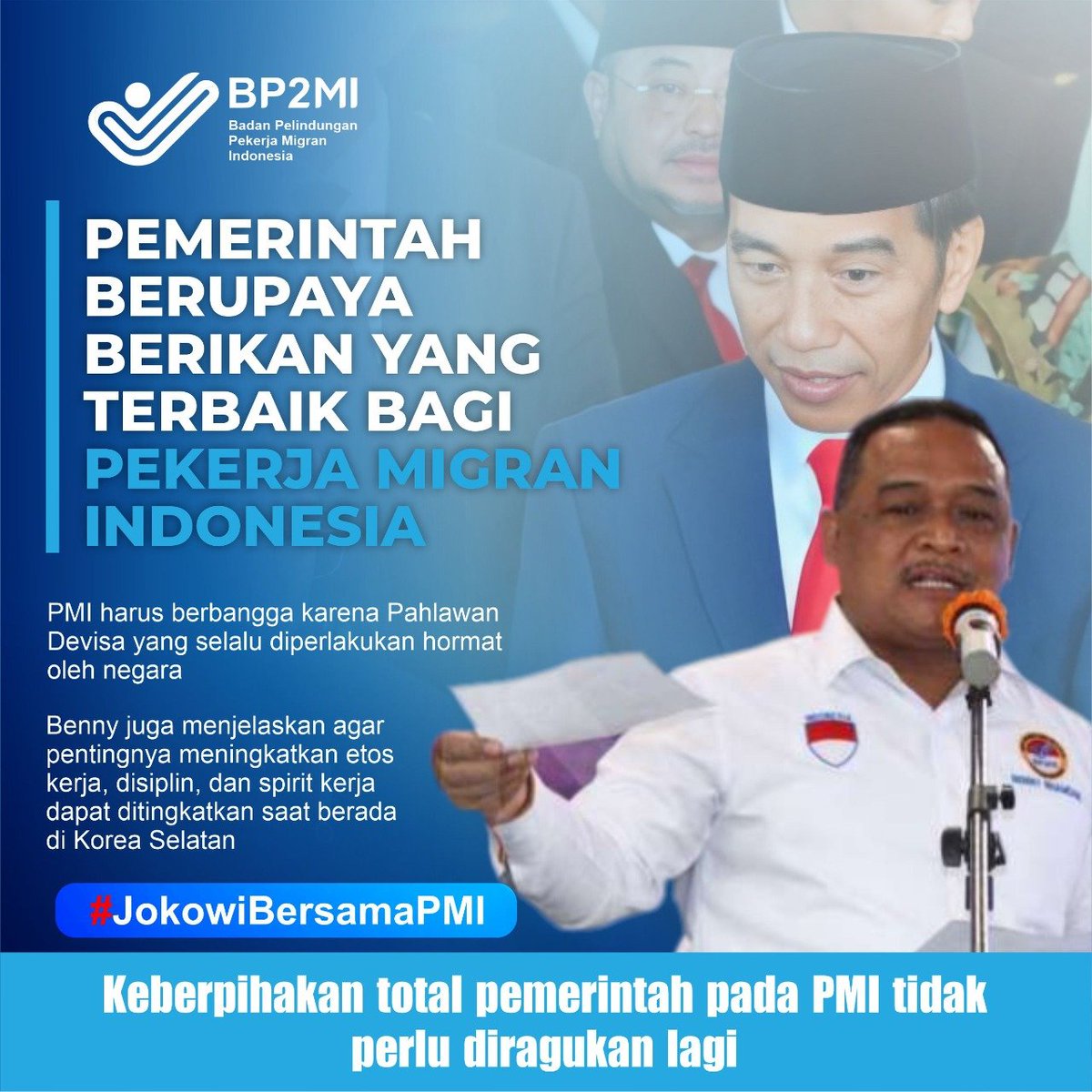 BP2MI menggelar proses  Keberangkatan terhadap 599 CPMI Korea Selatan.
Senin, 17 Oktober 2022, bertempat di el-Royal Hotel Jakarta Selatan

Selamat dan smoga berhasil jadi juragan saat pulang ke Indonesia. 

#JokowiBersamaPMI
Bukti Negara Hadir

<a href="/benny_Rhamdani_/">Kepala BP2MI</a>