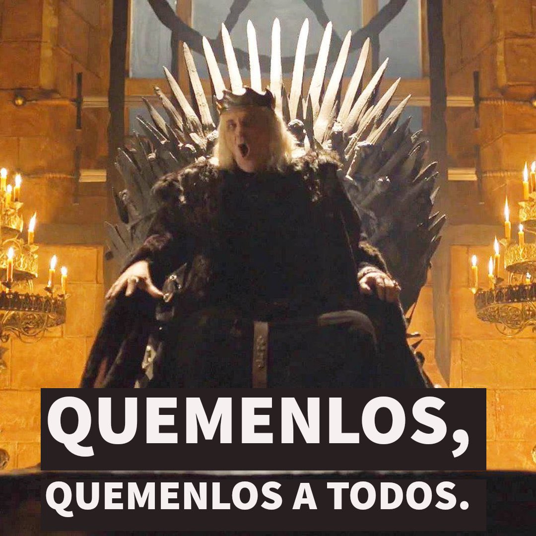 GaliaPresenta's tweet photo. Hoy todos fuimos Aerys Targaryen II, el rey loco #HouseOfTheDragon https://t.co/7nKHh4uS26