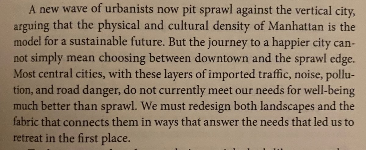 urbanmountainv's tweet photo. “Most central  cities ... do not currently meet our needs for well-being much better than sprawl”

Happy City, Charles Montgomery https://t.co/jE9maOsXdd