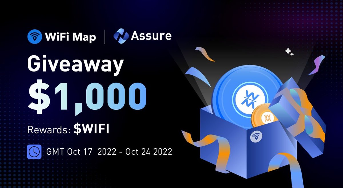 🔥#AssureJointAirdrop🔥 

📢#Assure &amp; <a href="/wifimapapp/">WiFi Map</a> Joint #Airdrop
🏆$WIFI worth $1000 / 100 winners
📅Oct 17 - Oct 24, 2022, UTC

💥Join Now～
✅Follow <a href="/Assure_pro/">AScoin Wallet</a> &amp; <a href="/wifimapapp/">WiFi Map</a>
📜Fill &amp; Join docs.google.com/forms/d/17qoRT…
❤️RT + @ 3 

#cryptocurrency #Airdrops #Giveaway