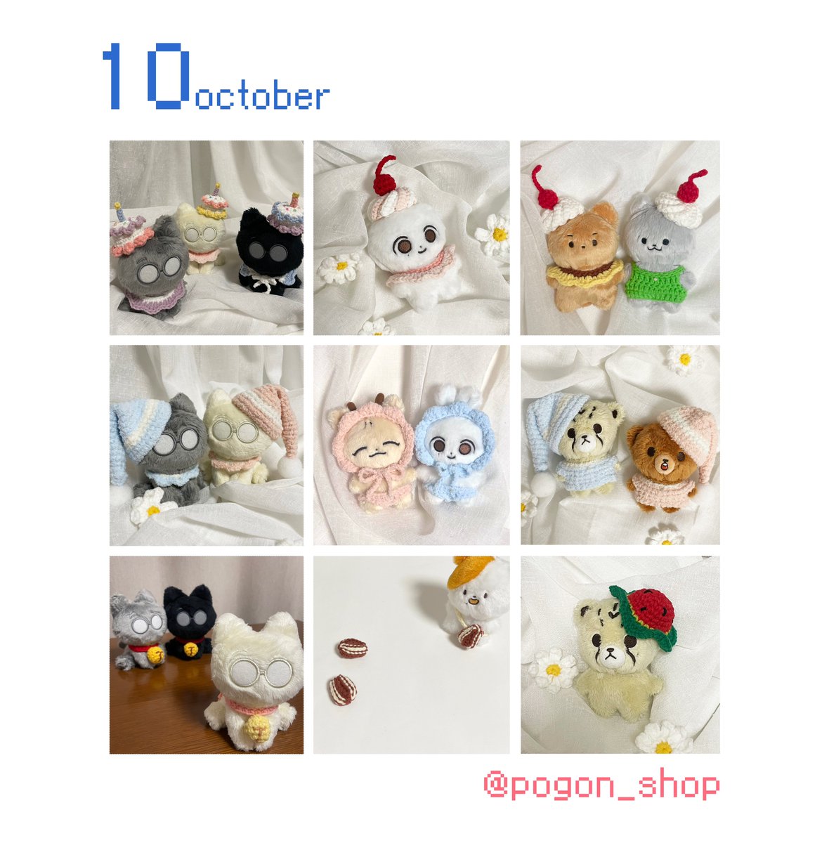 pogon_shop's tweet photo. #RT 추첨 한 분께 뜨개옷을 드립니다. ☁️

🗓 10. 17. (월) 20:00~
🔗 https://t.co/BKFtMsoUoW

🎂 생일케이크 모자 망토
🍒 푸딩 세트 메론소다 세트
🐱 고양이 방울 
🧸 보닛모자 요정모자 잠옷 빤쮸
🍉 수박모자 씨앗가방

10cm 인형 뜨개옷 인형옷 뜨개모자 https://t.co/R3sOoCRVmr
