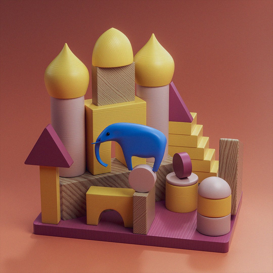 DAY 16 - TRUNK 🐘Oh, snap, we’re halfway through #peachtober! 😱 This challenge has pushed me to try something new each day. Like this piece! Whenever I see someone use this style, I always think of building tiny towers with my wood blocks as a kid. #peachtober22 #3dartwork