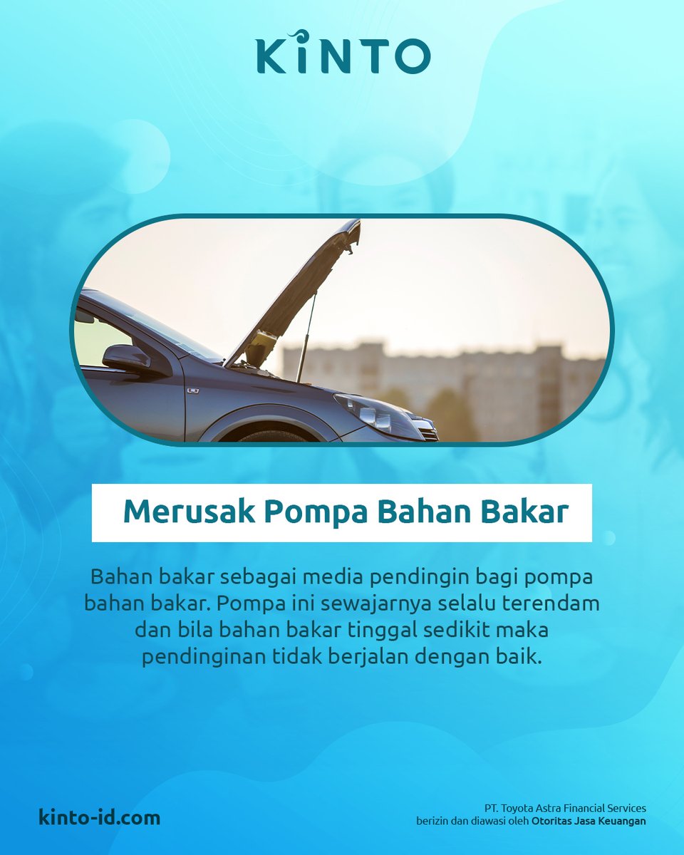 Kinto_Indonesia's tweet photo. Kosongnya tangki BBM kendaraan memang bisa sesekali terjadi. Tapi, jangan dijadikan kebiasaan ya Kinto Friends karena akan ada risiko kerusakan pada mobilmu.
Apa saja risikonya?
Yuk simak info diatas!
#KintoIndonesia #KintoID #BebasRibet #MobilitasTanpaBatas #KintoinAja https://t.co/cO8Sn1oDNF