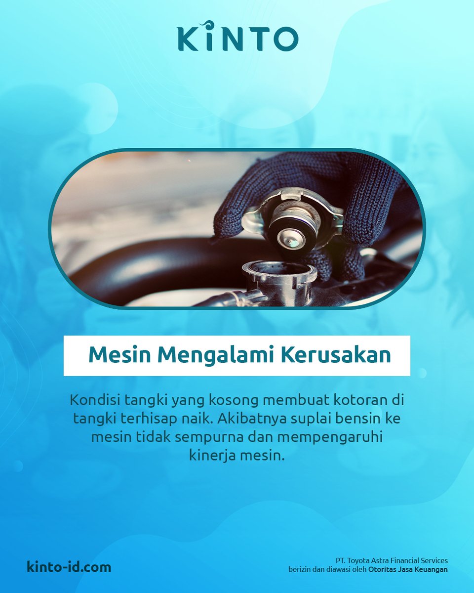 Kinto_Indonesia's tweet photo. Kosongnya tangki BBM kendaraan memang bisa sesekali terjadi. Tapi, jangan dijadikan kebiasaan ya Kinto Friends karena akan ada risiko kerusakan pada mobilmu.
Apa saja risikonya?
Yuk simak info diatas!
#KintoIndonesia #KintoID #BebasRibet #MobilitasTanpaBatas #KintoinAja https://t.co/cO8Sn1oDNF