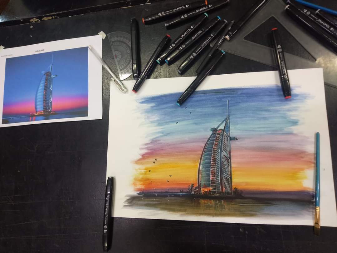 Elmarkbordz's tweet photo. Hello everyone, I just want to sell my Burj Al Arab Artwork using watercolor for only 50$ ☺️🙏🤍 #watercolour #artshare #painting #drawing #rendering #Dubai #sellingartwork #FYP #foryou https://t.co/l2nkRnZ8Pi