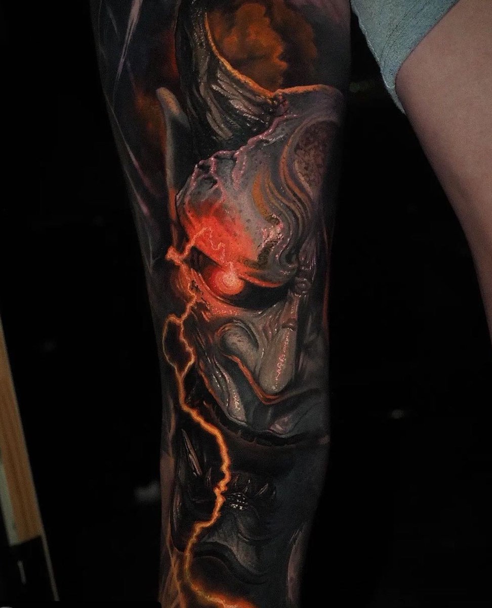 Reference_87's tweet photo. @jayden.tattoo with a huge take on our Hannya reference and making it his own 🙏 Looking for something different? Try https://t.co/3YBOoogrsu bringing tattooists exclusive reference photos taken with body placement and structure in mind. Add in multiple angles of the same idea. https://t.co/iiDN7MY8OA