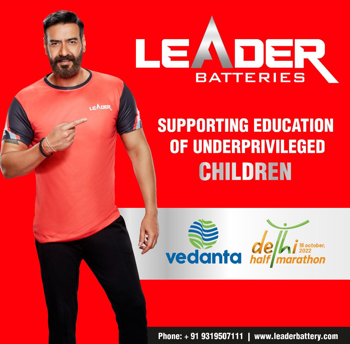 Leader Batteries supporting the education of underprivileged children.

#delhiMarathon #halfmarathonrunner #CCDF #LEADERbrand #vedantadelhihalfmarathon #inverterbatteries #erickshawbatterymanufacturer #ERickshawBattery