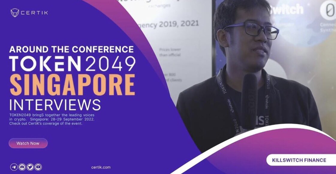 KillSwitch_Defi's tweet photo. Hi everyone 👋
Our CEO was interviewed by @certik at #TOKEN2049 | SINGAPORE 😉
Would you like to know more about that ?
Watch the interview👇
at : https://t.co/kCEnbAoQJl
#KillSwitchFinance #TOKEN2049 #Certik https://t.co/p8H6B7NAHB