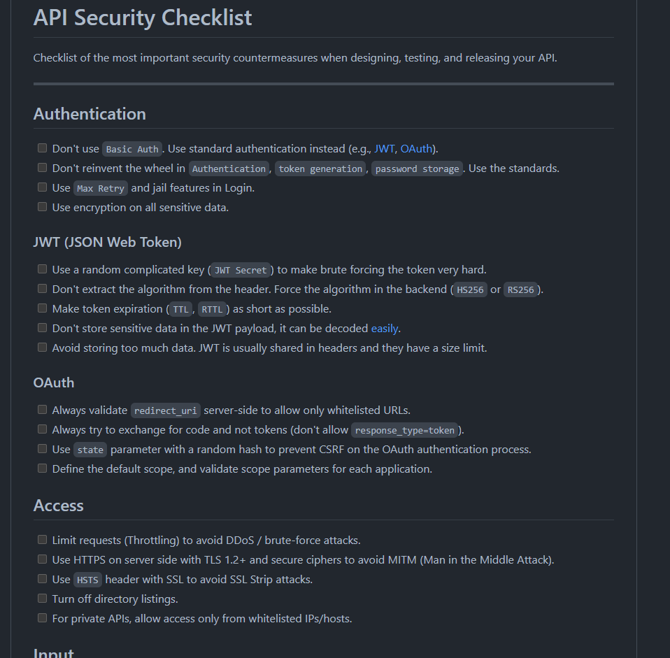aacle_'s tweet image. API Security Testing Checklist 🌵
Talked about Authentication, JWT (JSON Web Token), OAuth, Access, Input/Output, Processing, CI &amp; CD, etc
#API #hacking #bugbounty #bugbountytips #infosec #cybersecurity 
URL :
github.com/shieldfy/API-S…