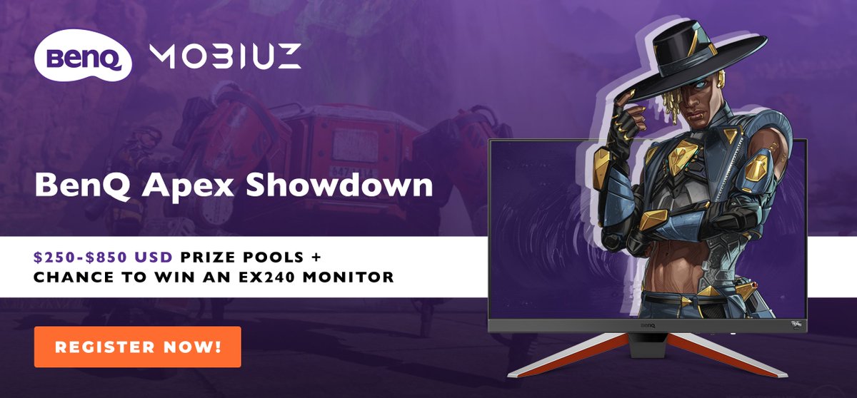 BenQ #ApexLegends Showdown
 
🏟 3v3
💰 $250 USD Cash Prize
💯 FREE to join
⏰ 6:00pm ET

Showcase your skills! 

Tuesday, October 18 - NA
bit.ly/BenQApexShowdo…

Find the full list of upcoming events here
battlefy.com/benqusa

#vnmNEWS #vnmApex #vnmFAM