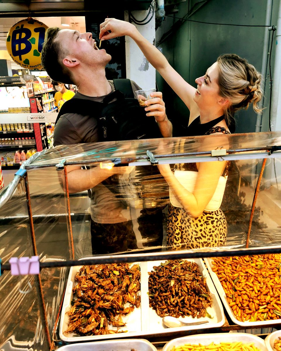 expique's tweet image. Did you try something new at the weekend?
Was it as daring or as yummy as tasting insects from a street vendor in Bangkok? 
#streetfood #yummyinsects #thaifood