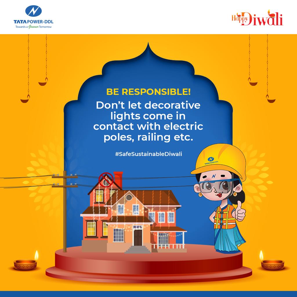 tatapower_ddl's tweet photo. Create a warm outdoor ambiance by attaching string lights on trees, walls, or fences but never light them near metal poles, railings, etc. Do not let carelessness come in between your festivities. Ensure #SafetyDuringFestivals

#TataPowerDDL #Diwali #SafeSustainableDiwali https://t.co/gqYTtpvhCz