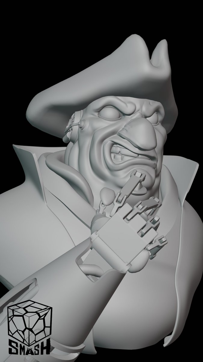 Was out of town all weekend so going to have to settle for a rough layout for todays #sculptober prompt "grip".  Went with Silver from Treasure Planet.  Will need to come back to this one at some point because I really enjoy this character. #b3d #sculptober2022