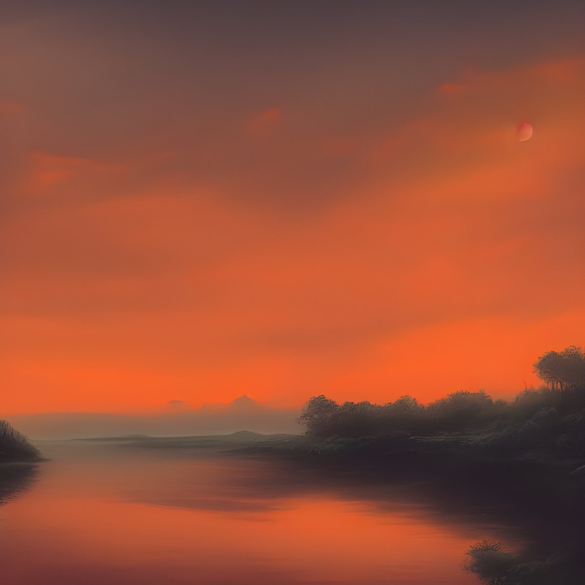 Orange Colored Sky - Made in <a href="/NightcafeStudio/">NightCafe Studio</a>.
Prints Available on <a href="/redbubble/">Redbubble</a>: tinyurl.com/e9e8pxfu

#aiart #nightcafe #digitalart #AIart #stablediffusion #artist #art #redbubble #shopping #artwork #landscape #nature #painting #prints #decor #homedecor #giftideas #AI #Artists