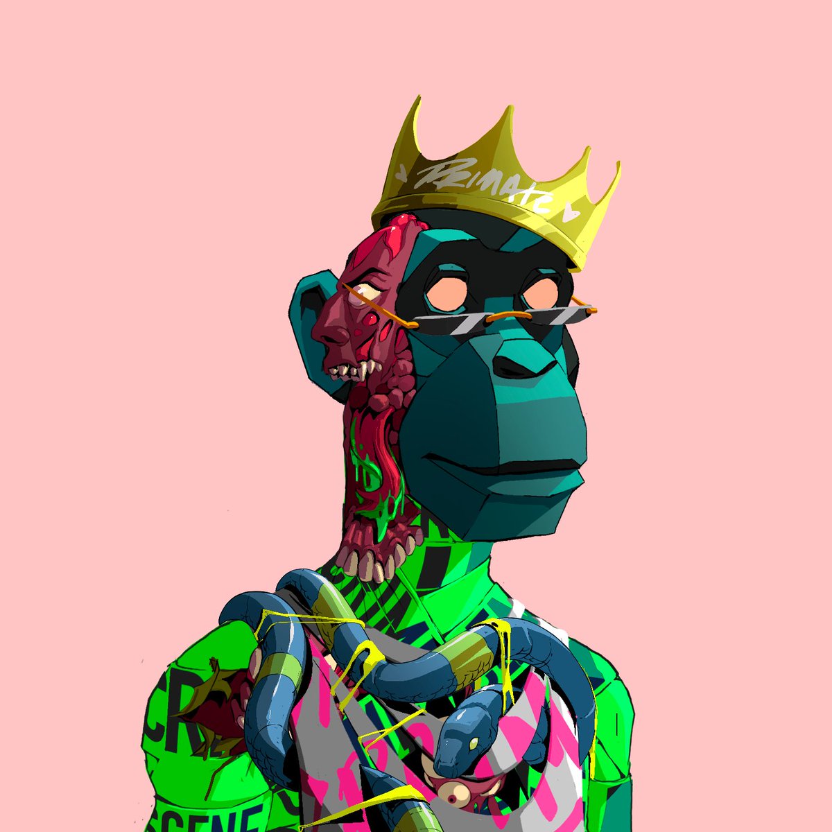 chopp_sueyy's tweet photo. Toxified the Robot Skin and cut off tank of my @Primatesnft  to keep it classy. 

What traits to do next? 👀 https://t.co/3vS7Zm0hkH