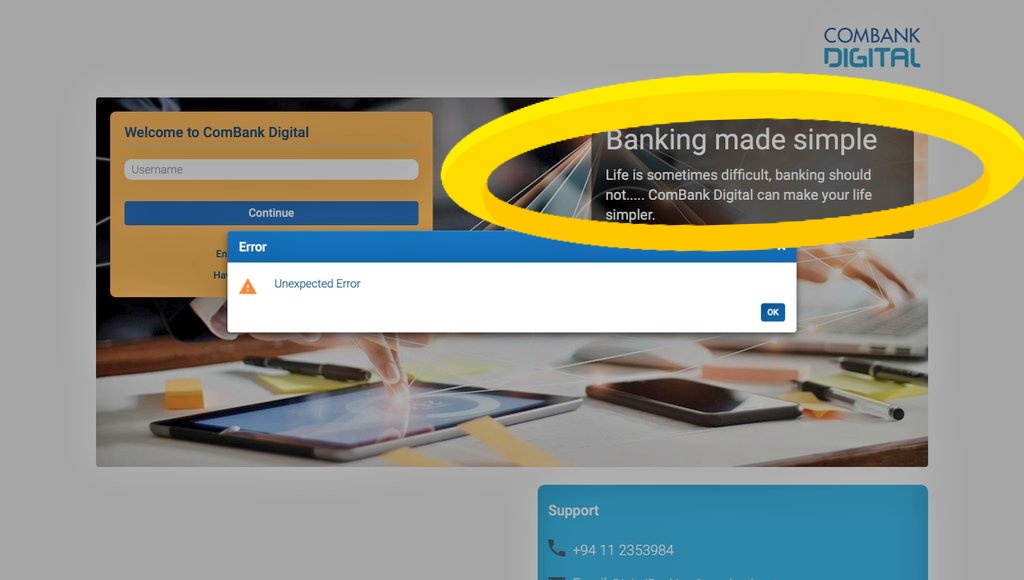 rashminidesilva's tweet photo. @ComBank_LK at the height of hypocrisy on making banking simple. Users can't access online banking accounts for 2 hours and counting. Emails don't get responded to, called the hotline to find out that they don't accept complaints via phone. Who gives these banks awards I say? 🐒 https://t.co/c1WEViithd