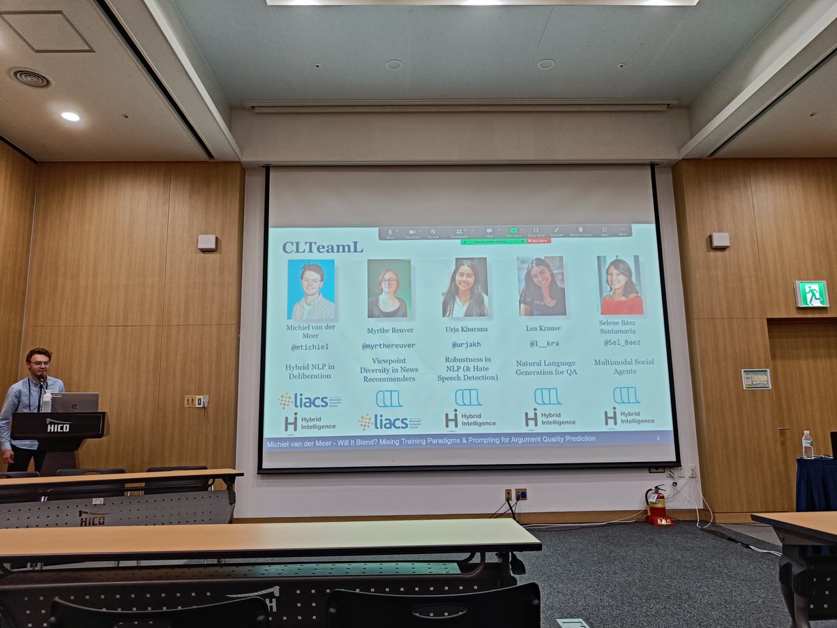 jb_kamp's tweet photo. @mtichiel presenting right-in-this-moment how he, @myrthereuver, @urjakh, @l__kra, and @Sel_Baez won this year's #argmining shared-task on argument quality prediction! @ArgminingOrg @coling2022 @CLTLVU https://t.co/Aisy8dU7iV