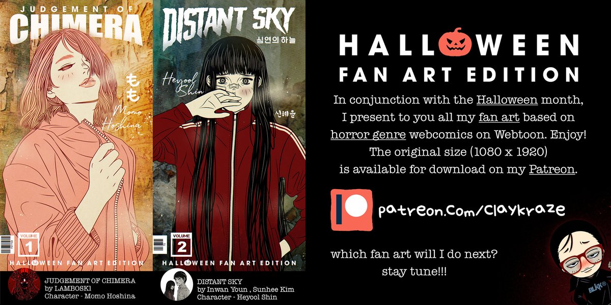 claykraze's tweet photo. which fan art will I do next? stay tune!!
@webtooncanvas
@patreon

#halloween #fanart #judgementofchimera #lamboski #momo #momohoshina #distantsky #sunheekim #heyoolshin #heyool #심연의하늘 #patreon #comic #webtoon #webcomic #manga #horror #horrorart #漫画 #thebookofnightmares https://t.co/dFUovKslZ2